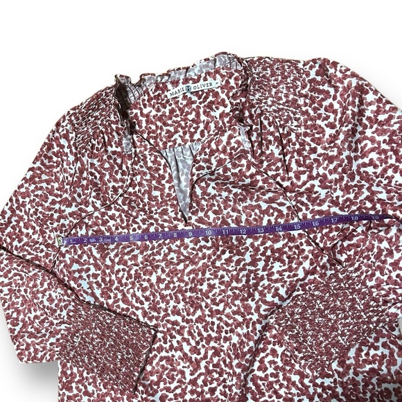 Marie Oliver Pink Print Kate Smocked Long Sleeve Blouse Size XS Patterned - Picture 6 of 10